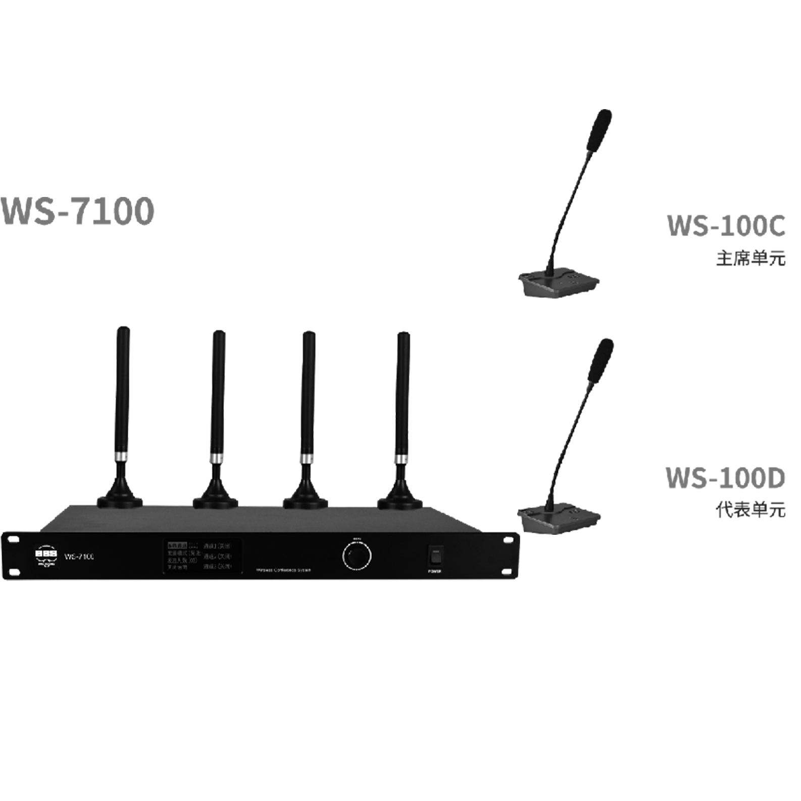 BBS商用話筒 WS-7100 1拖128智能無(wú)線會(huì)議系統(tǒng)(帶視像跟蹤) 無(wú)線會(huì)議話筒 無(wú)線會(huì)議麥克風(fēng)
